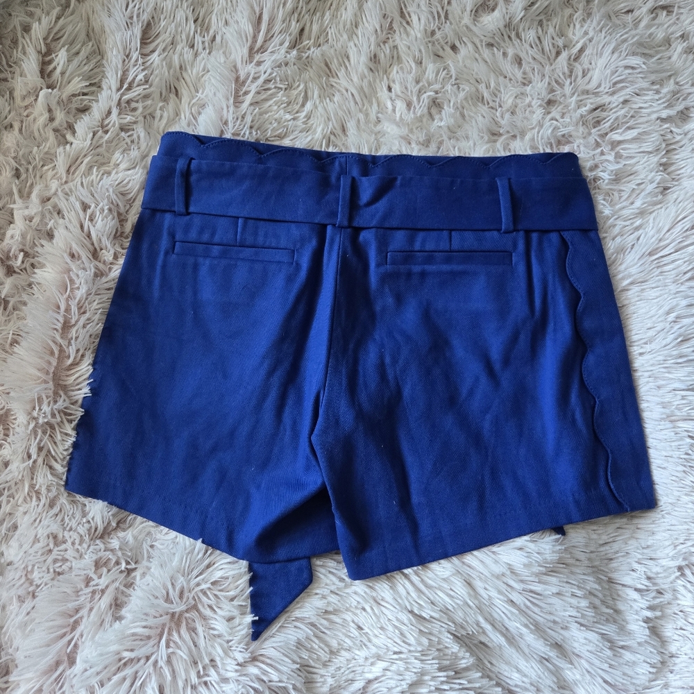 Banana Republic royal blue scalloped waist dress shorts Sz 6 belt detail preppy - Picture 7 of 7
